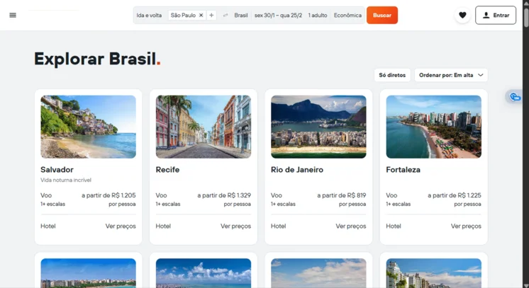 Passagem tarifada em buscadores genéricos