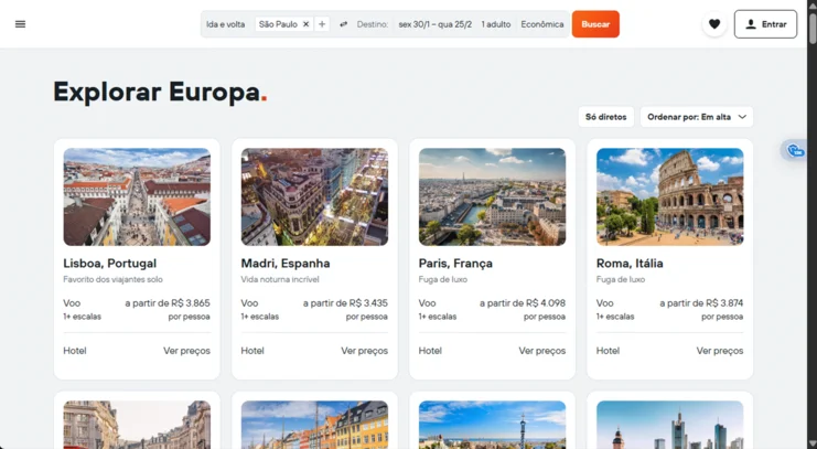Passagem tarifada em buscadores genéricos